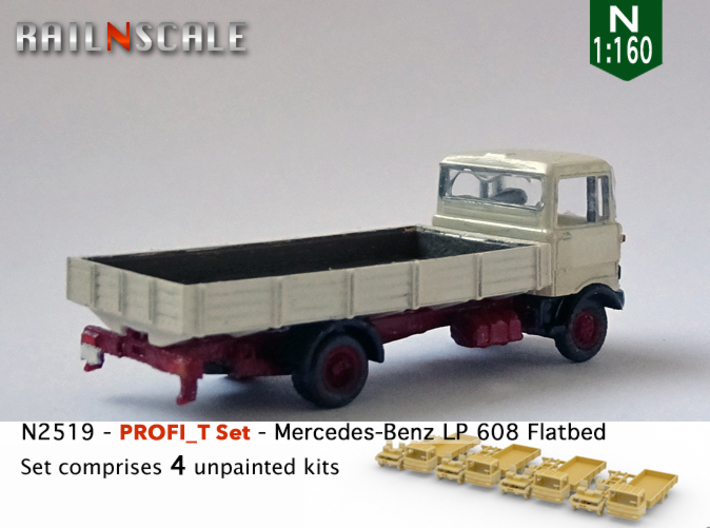 PROFI_T Set: 4x Mercedes-Benz LP 608 Flat bed (N) 3d printed 
