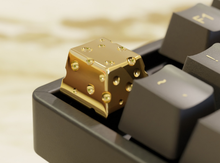 Cheese Keycap - Mechanical Keyboard Gold Cherry MX 3d printed Gold Plated Cheese Keycap on Function Key