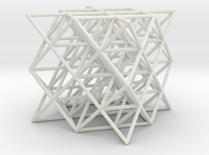64 tetrahedrons, thin round struts, 3 cm 3d printed