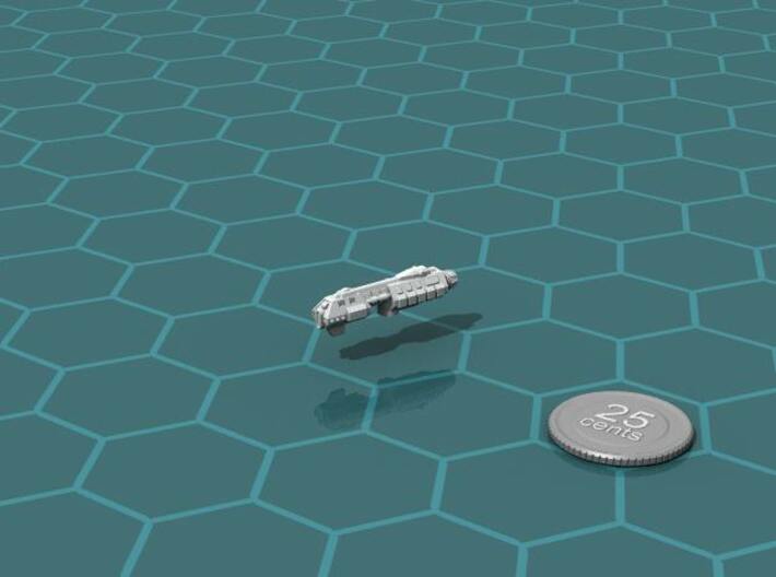 Kriegshammer Frigate 3d printed Render of the model, with a virtual quarter for scale.