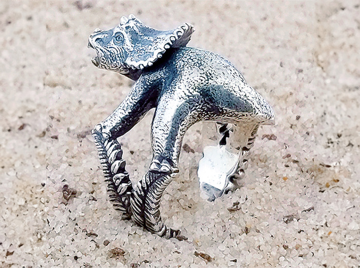 Baby Triceratops Ring 3d printed 