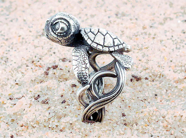 Baby Turtle Ring 3d printed 