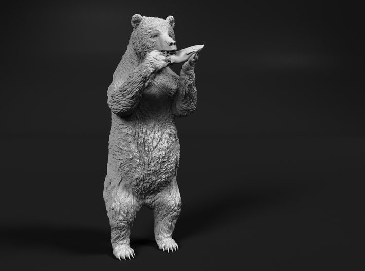 Grizzly Bear 1:35 Upright Male with Salmon 3d printed