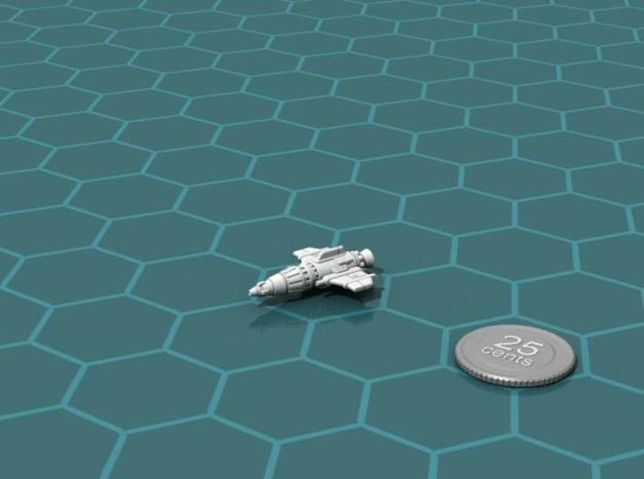 Administration Frigate 3d printed Render of the model, with a virtual quarter for scale.