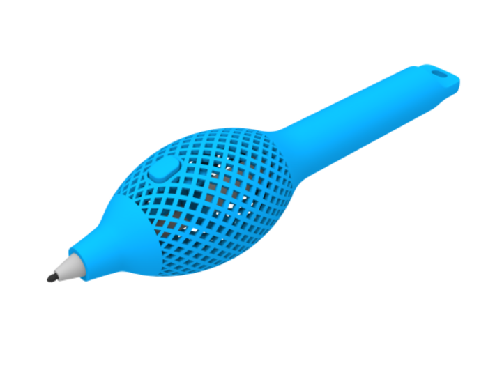 Textured Bulb Pen Grip - small with button 3d printed 