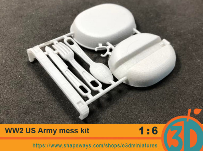 WW2 US army mess kit with utensils 1/6 scale 3d printed 