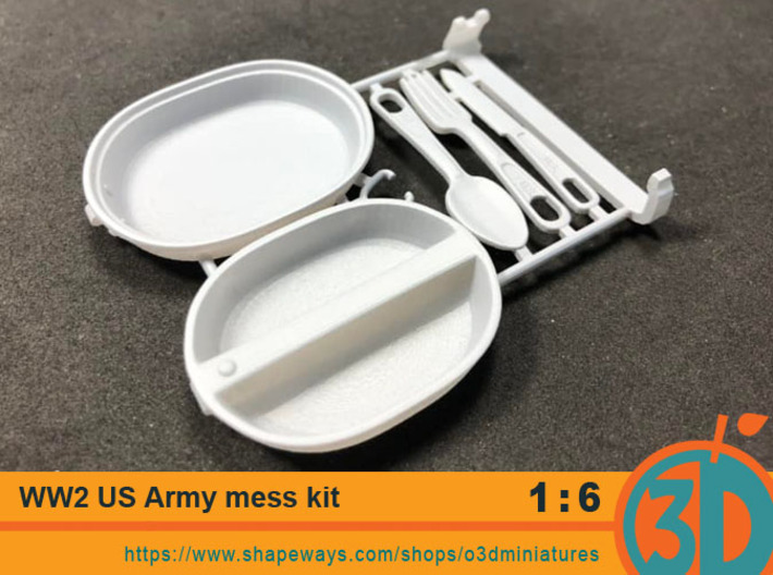 WW2 US army mess kit with utensils 1/6 scale 3d printed 