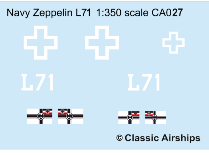Zeppelin L71 Rebuilt & L72 1:350 scale Gondola set 3d printed Navy Zeppelin L71 water slide decal sheet - SEPARATE PURCHASE