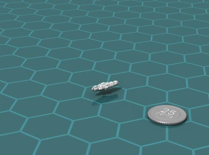 Anzu Corvette 3d printed Render of the model, with a virtual quarter for scale.
