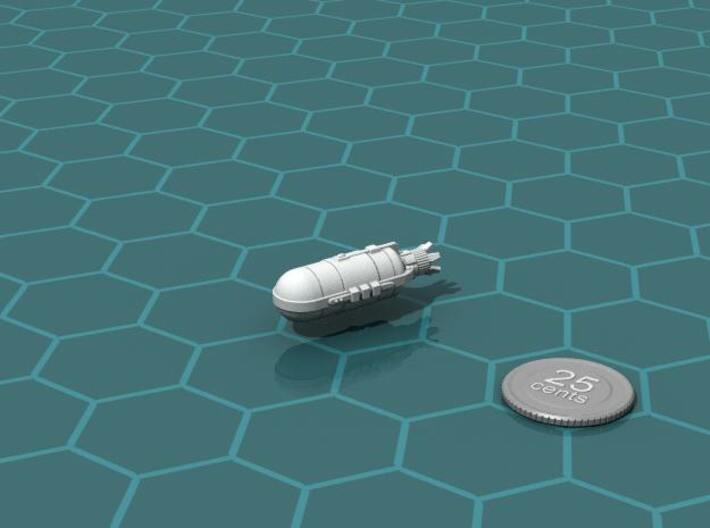 Anzu Tanker 3d printed Render of the model, with a virtual quarter for scale.