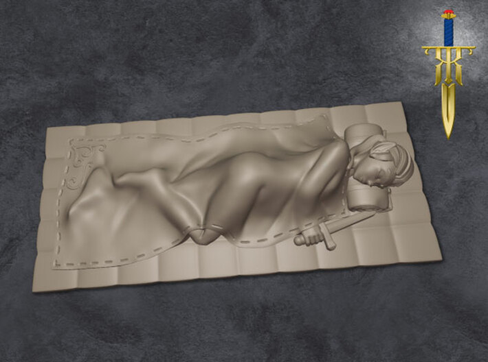 Female Elf Sleeping on Pallet 3d printed Model Render