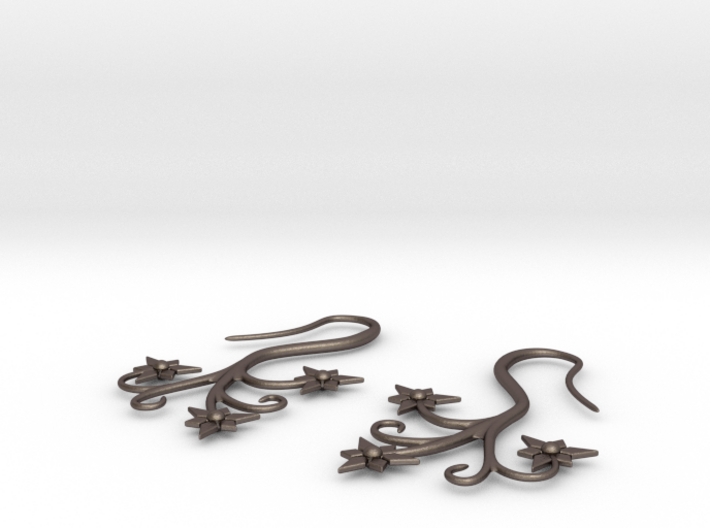 Flora Earrings - Stainless Steel 3d printed 