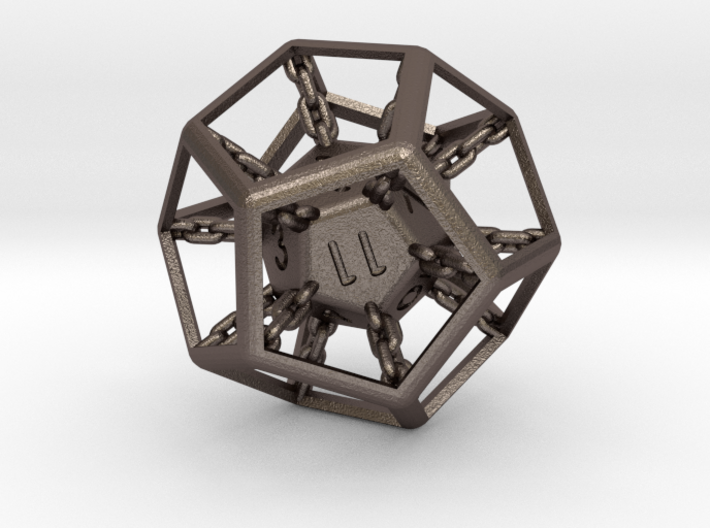 Chained die 12-sided 3d printed 