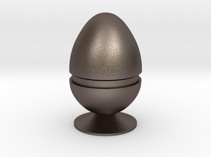Two part hollow egg shell with foot 3d printed
