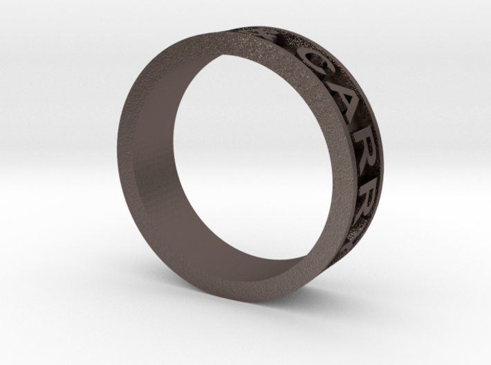 Size 11 Steel Ring "KEEP CALM & CARRY ON" 3d printed 