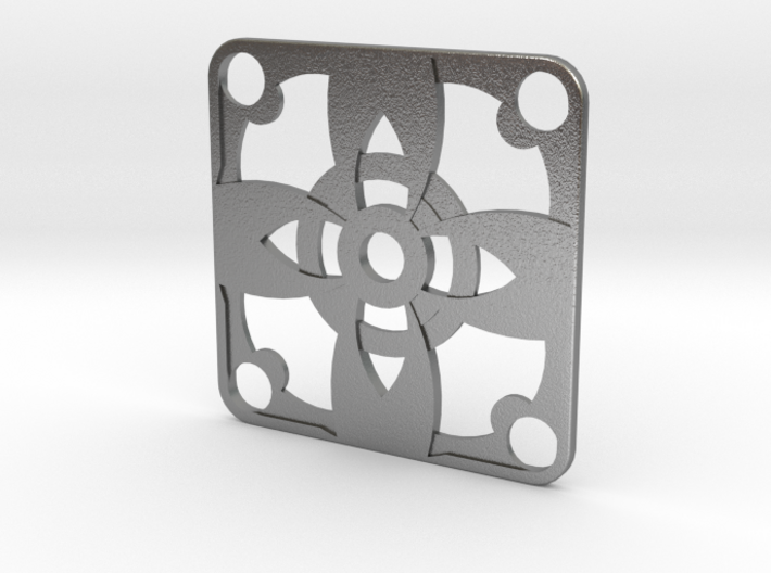 Square Pendant or Charm - Four Petal Flower 3d printed 