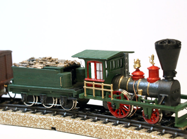 1863 Cheshire RR six Wheel Tender for ARU Motor  3d printed Shown with locomotive (available in my shop)