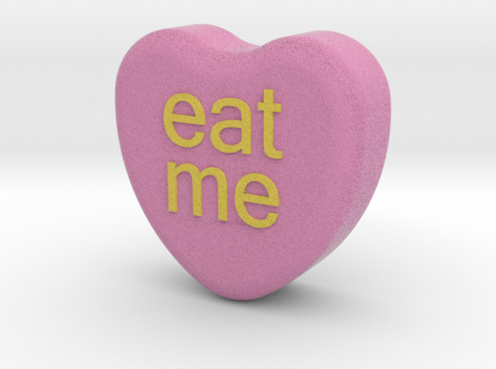 Candy Heart "eat me" - Pink/Yellow 3d printed 