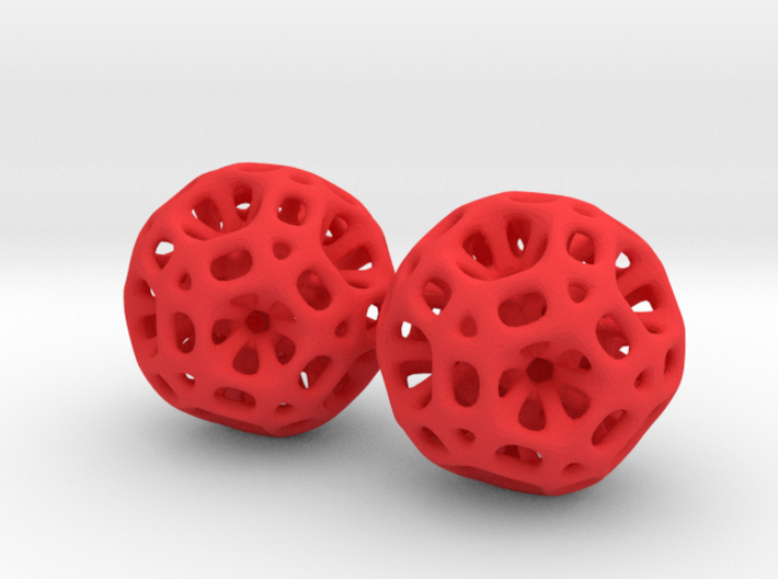 Coral Dodecahedron Earrings 3d printed 
