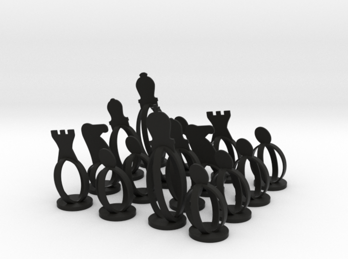 Wireframe Chess set 3d printed 