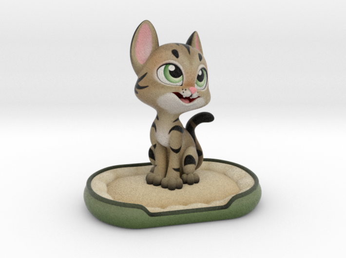 Happy Cat (3.3in with Base) 3d printed 