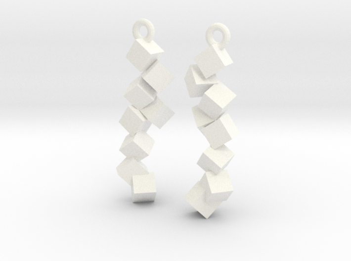 Earrings Falling cubes 3d printed 