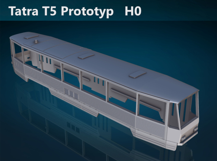 Tatra T5 prototyp H0 [body] 3d printed Tatra T5 Prototype H0 top rendering