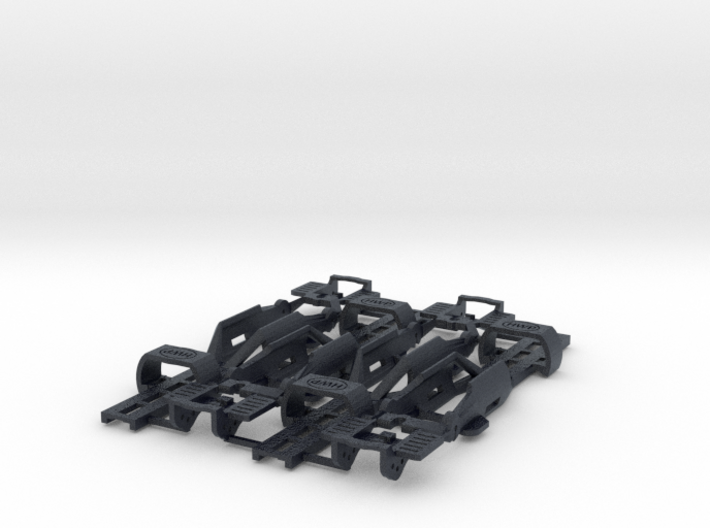 SL2-MK4 HO Slot Car Chassis 4-PACK 3d printed Slightly less stiff as Glass beads, but excellent black finish