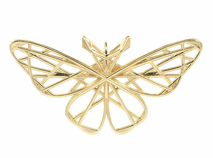 Geometric Butterfly Pendant 3d printed Geometric Butterfly Pendant - Polished Brass