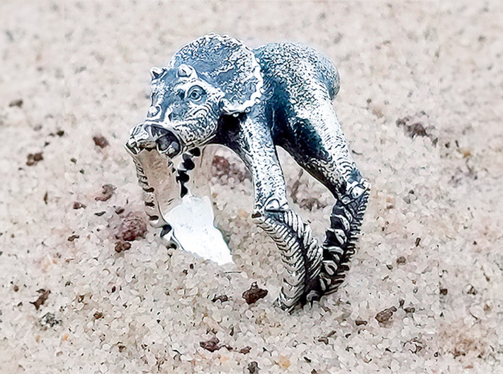 Baby Triceratops Ring 3d printed