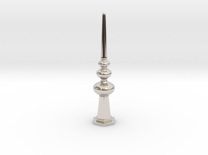 Miniature Lovely Luxurious Vertical Ornament 3d printed Rhodium Plated Brass