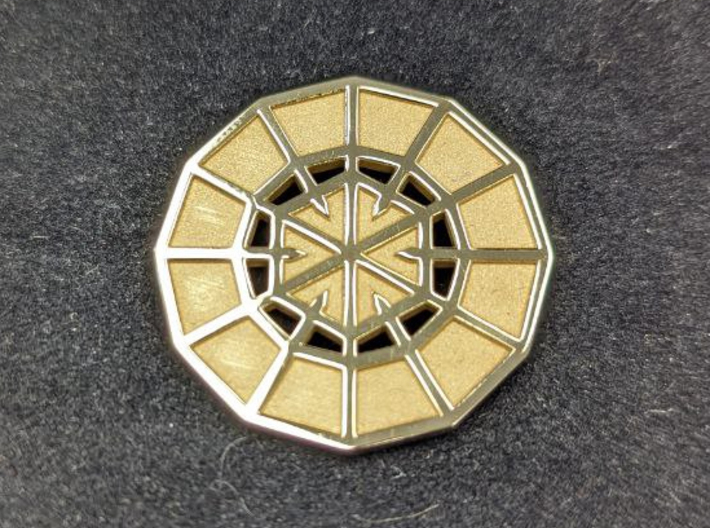 Resurrection Emblem CHARM 06 (Sacred Geometry) 3d printed 14k Gold Plated Brass