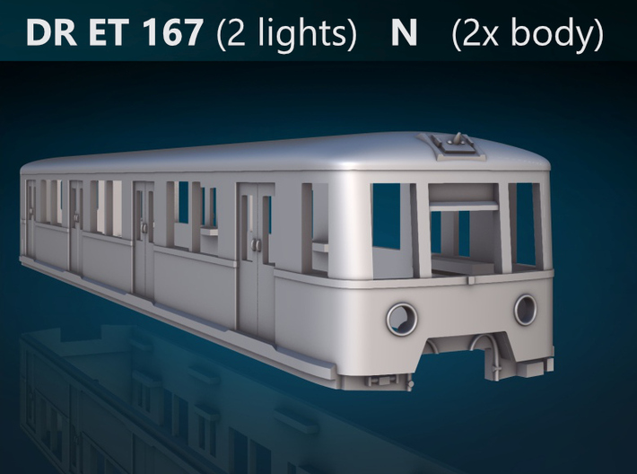 ET 167 (2 lights) N [2x body] 3d printed DR ET 167 (2 lights) TT front view rendering