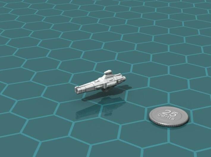 Eedie's Firehawks Mercenary Cruiser 3d printed Render of the model, with a virtual quarter for scale.