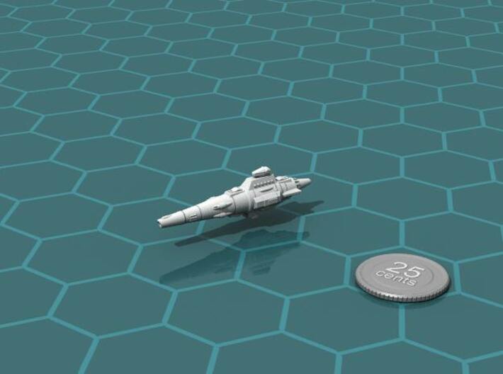 Eedie's Firehawks Mercenary Strike Cruiser 3d printed Render of the model, with a virtual quarter for scale.