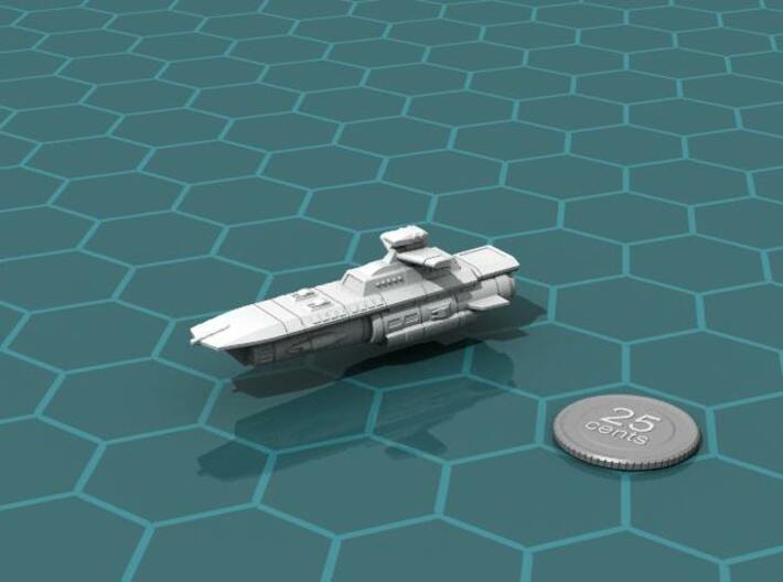 Eedie's Firehawks Mercenary Command Ship 3d printed Render of the model, with a virtual quarter for scale.