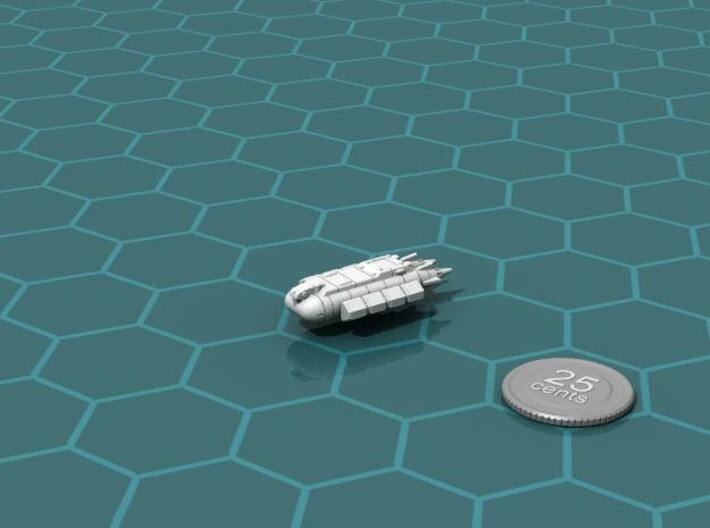 Eedie's Firehawks Mercenary Transport 3d printed Render of the model, with a virtual quarter for scale.