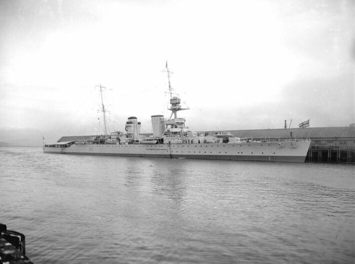 Nameplate HMS Raleigh (10 cm) 3d printed Hawkins-class heavy cruiser HMS Raleigh.