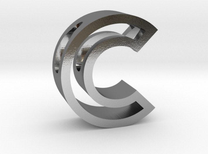 C Letter Pendant (Necklace) 3d printed 