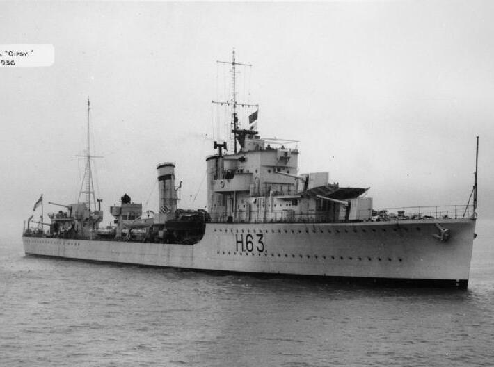 Nameplate HMS Gipsy 3d printed G-class destroyer HMS Gipsy.