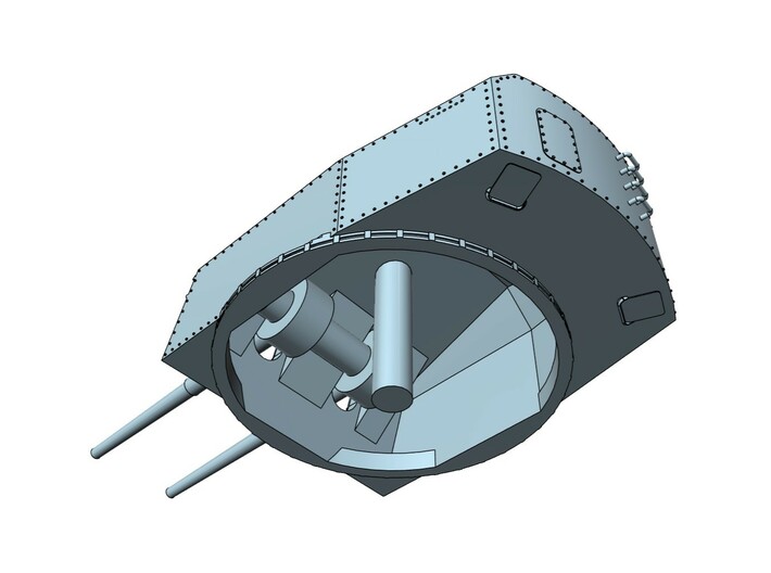 1/100 Kriegsmarine 15cm Turret with Barrels 3d printed 