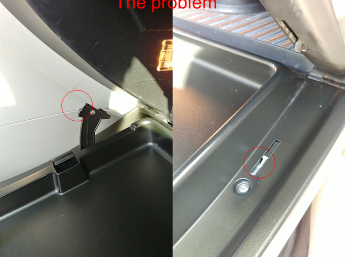 Saab 9-3 Glove Compartment Bracket  3d printed The problem we all recognize!