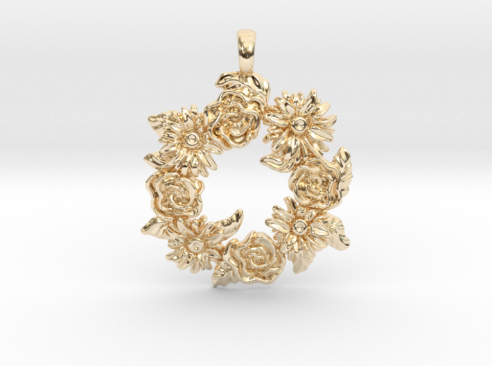 Floral Wreaths Necklace Pendant 3d printed