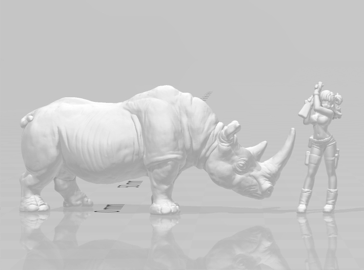 White Rhinoceros 20mm H0 scale animal miniature wl 3d printed 