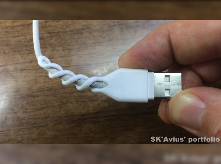 Apple cable protectors with double spiral 3d printed 