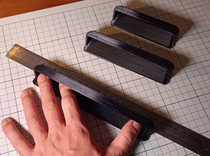 Ruler Guard 3d printed Protects your hand and provides a firm hold onto the ruler