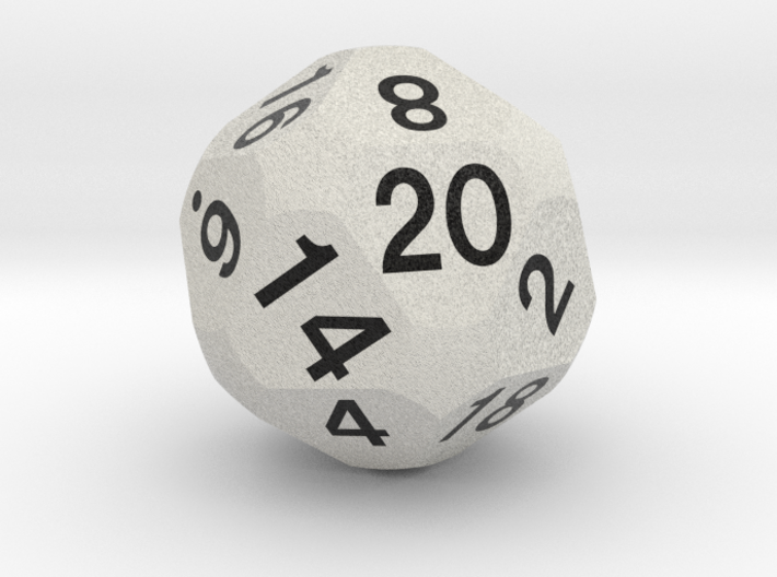 d20 Icosahedral Overtruncated Sphere Dice 3d printed