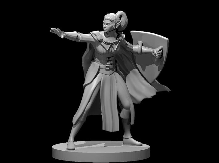 Elf Female Warlock with Shield 3d printed