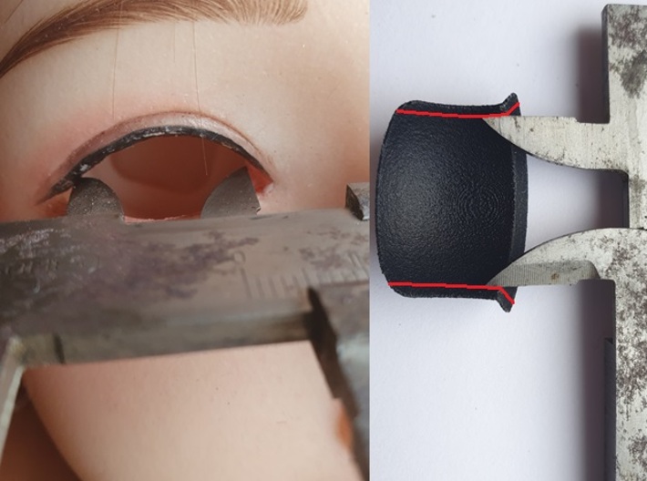 3 pairs eyelids 15° for 27mm cartridge eyes 3d printed adjusting the eyelid width
