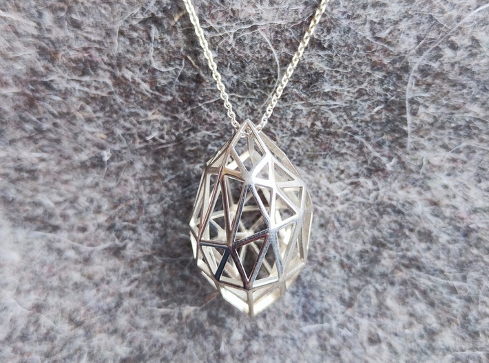 Geometric pendant 'Rough Diamond' (small) 3d printed
